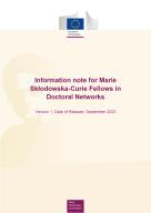 Cover for Information note for Marie Skłodowska-Curie fellows in doctoral networks document