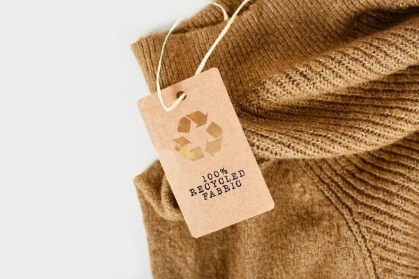 Clothing with recycled fabric tag