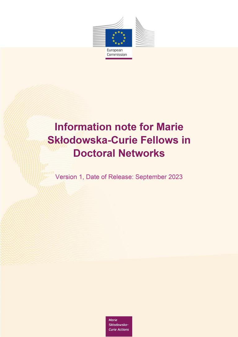 Information note for Marie Skłodowska-Curie fellows in doctoral networks