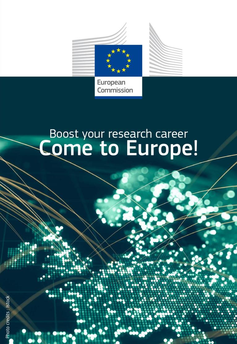 Cover of the "Boost your research career - Come to Europe!" publication depicting an illustration of Europe