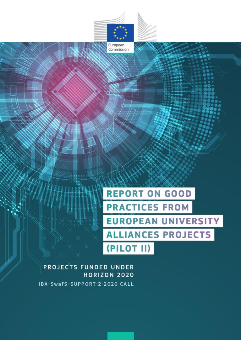 Cover for the "Report on good practices from European University Alliances Projects (pilot II)" publication
