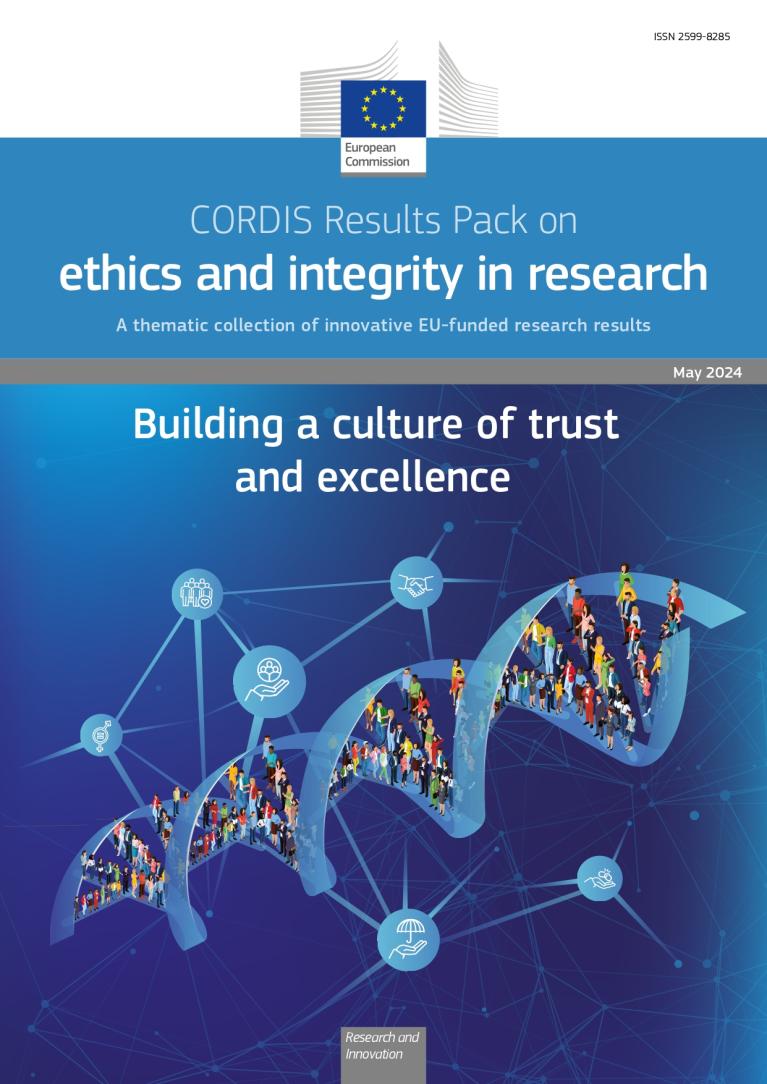 Cover for the "CORDIS results pack on ethics and integrity in research" publication